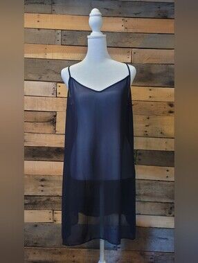 Tory Burch Sheer Navy Slip Dres Size 14 NWOT